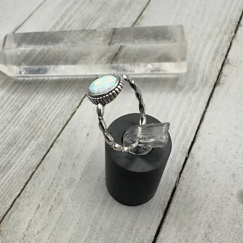 Lab Opal Sterling Silver Ring